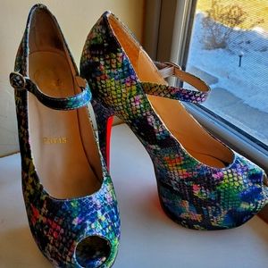 Authentic Louboutin Multi-Color Platform Heels